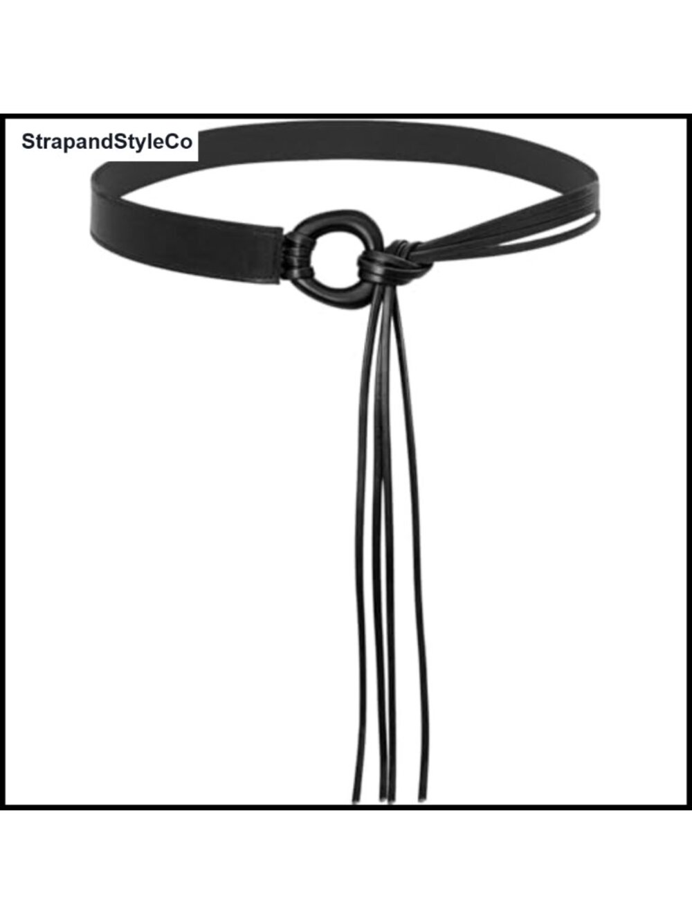 Women's Thin PU Leather Knotted Waist Belt with Tie Ends